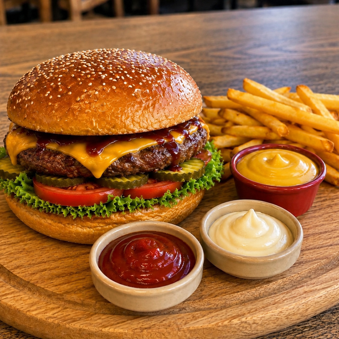 Etli Barbekü Deluxe Burger Menü