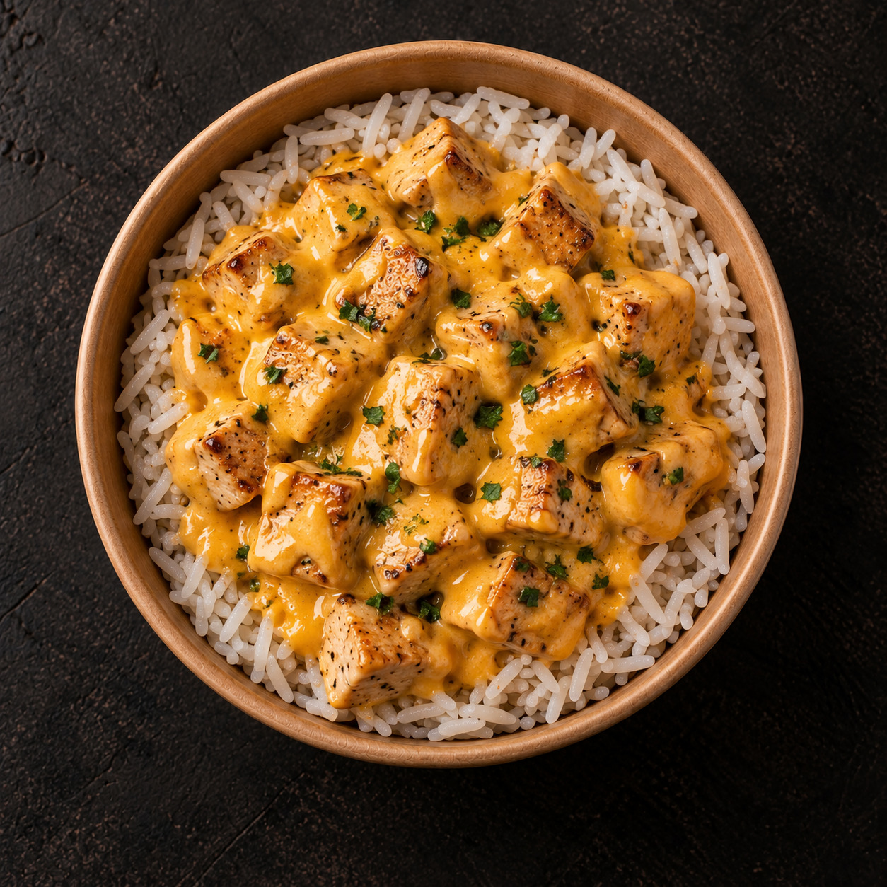 Cheddar Soslu Tavuklu Pilav