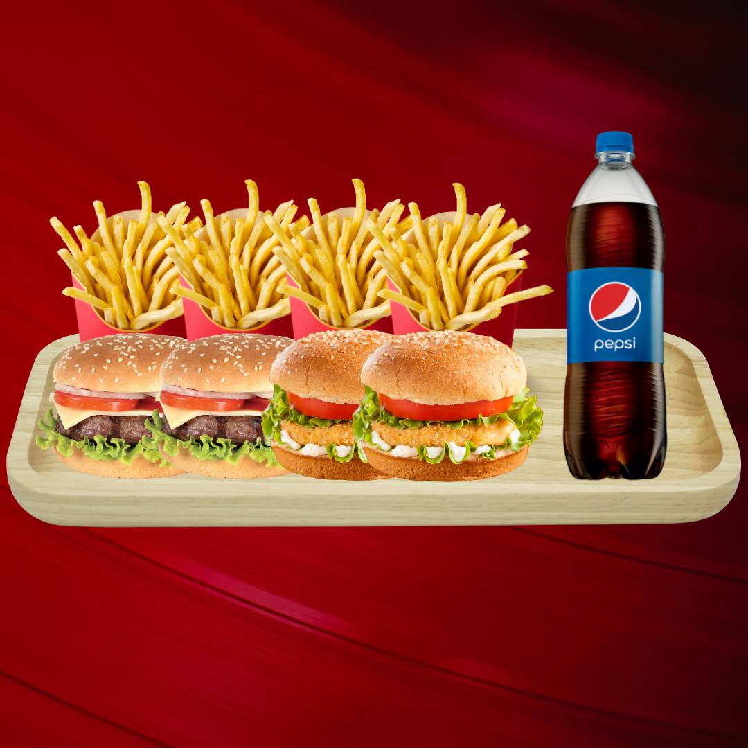 4 Kişilik 2'li Aile Burger Menü