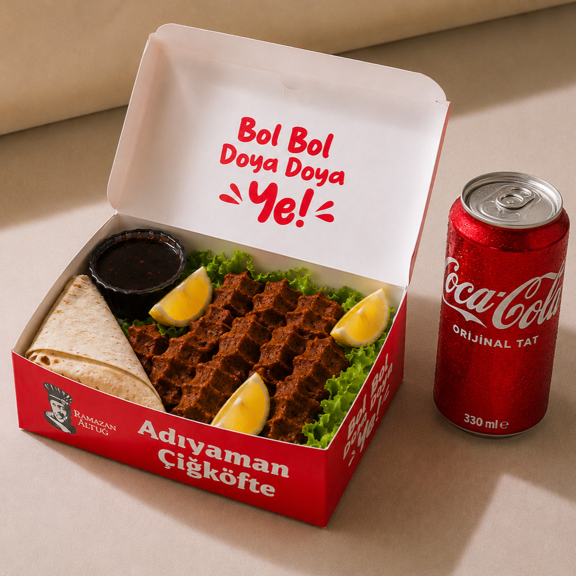 Orta Boy Çiğ Köfte (350 gr) + Coca-Cola 330 ml