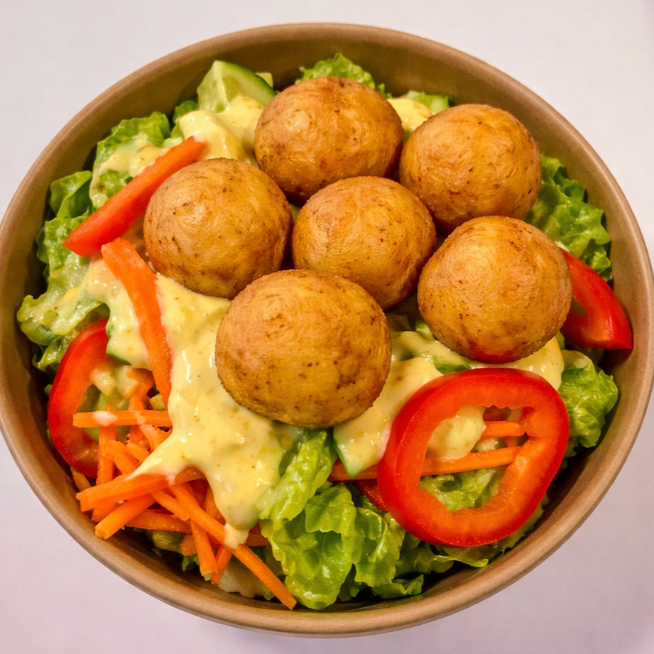 Makarnalı Çıtır Patates Topları Bowl