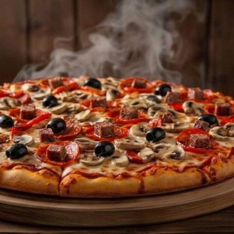 İtalyan Pizza (Orta) VIP Live Sos Küp Sucuk Mantarlı Zeytinli Gurme Pizzacı Pizza