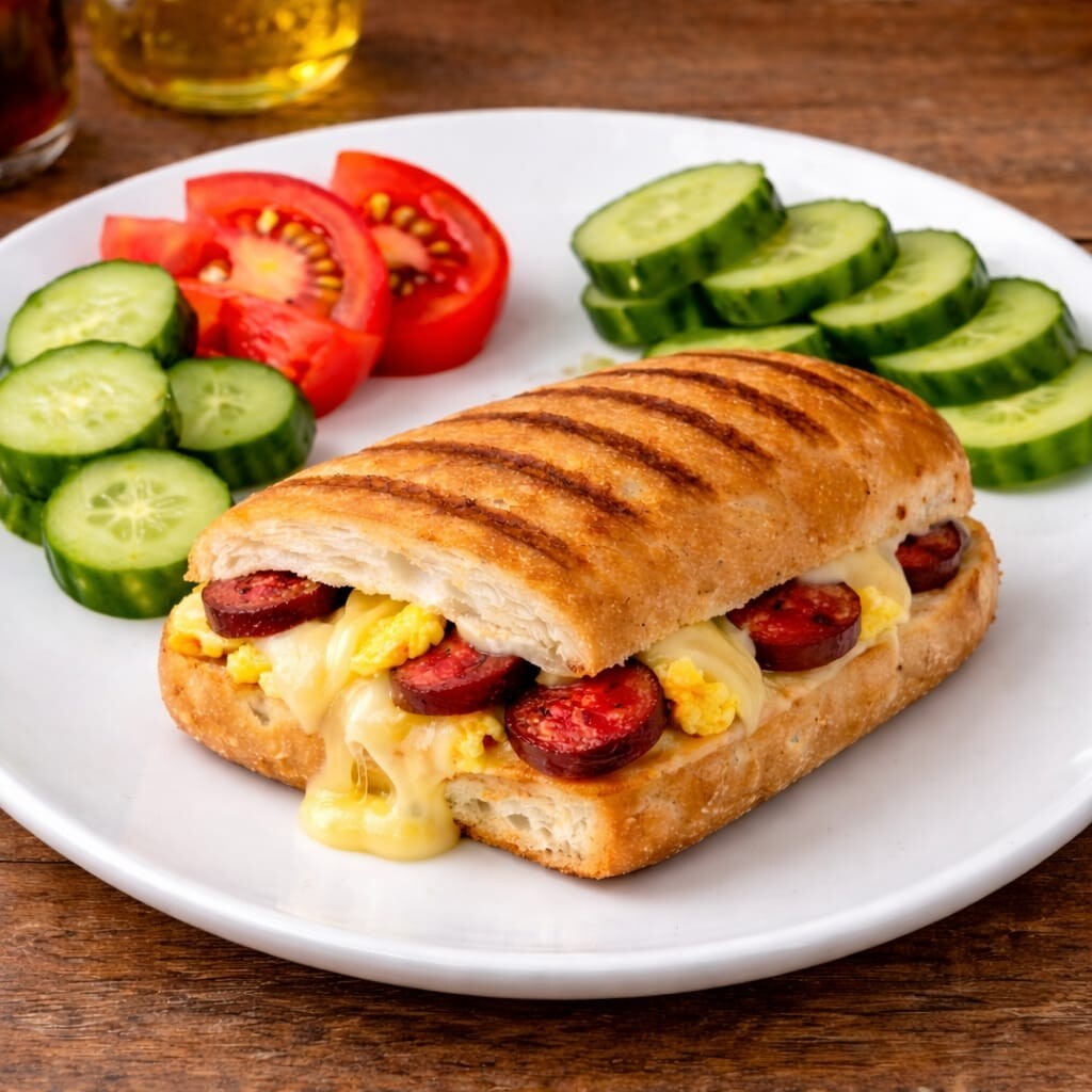 Yarım Ekmek Kaşar Sucuk Yumurta Tost