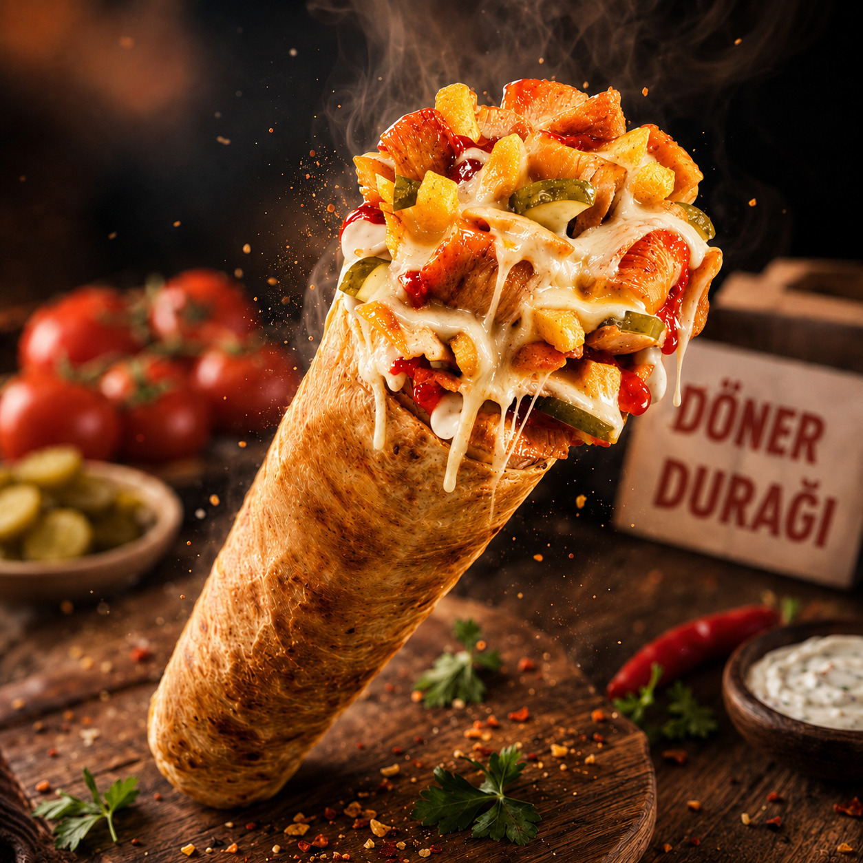 Kaşarlı Tavuk Döner Dürüm (100gr)