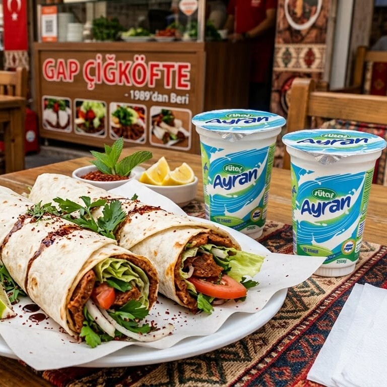 2 Çiğ Köfte Dürüm + Ayran