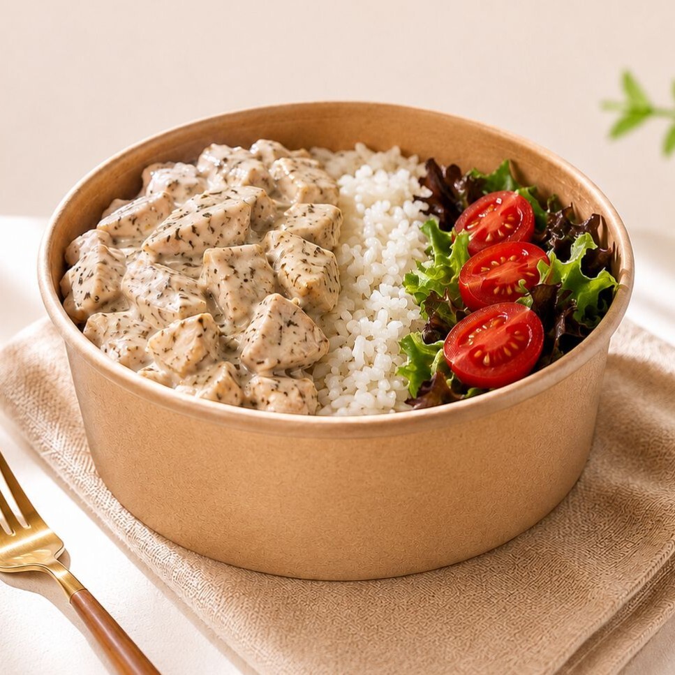 Kekikli Kremalı Tavuklu Pilav Kasesi
