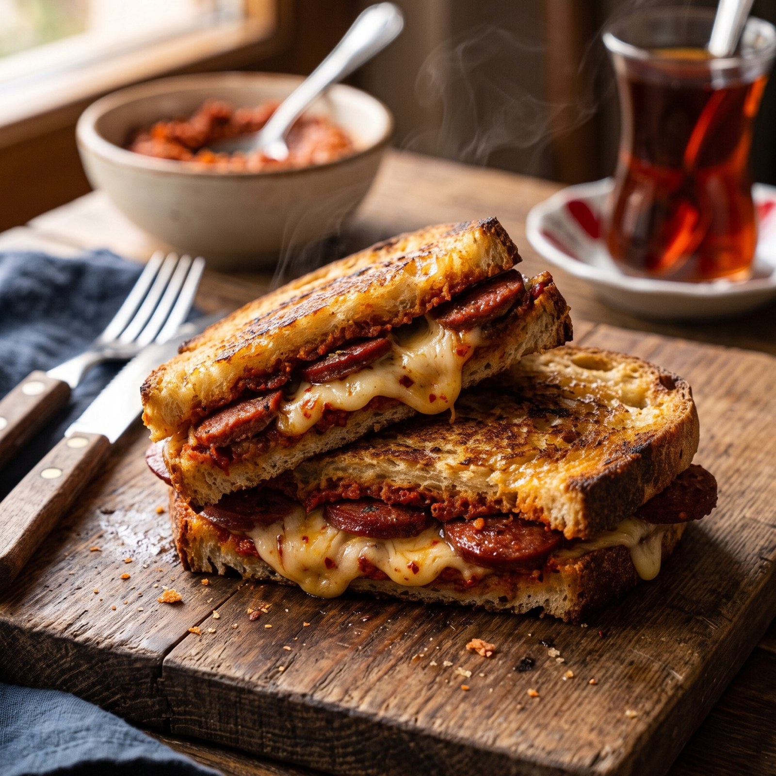 Acukalı, Sucuklu, Kaşarlı Tost