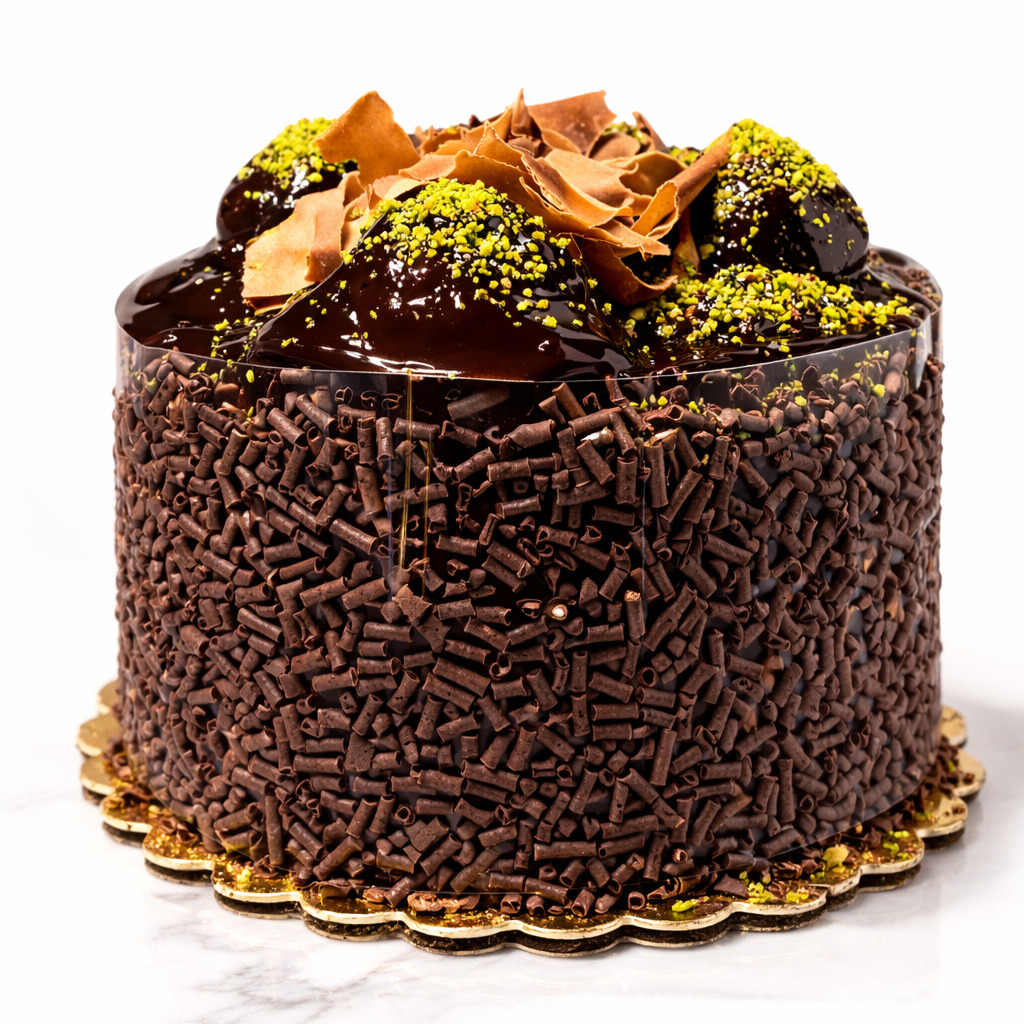 Profiterollü Fıstıklı Çikolatalı Pasta