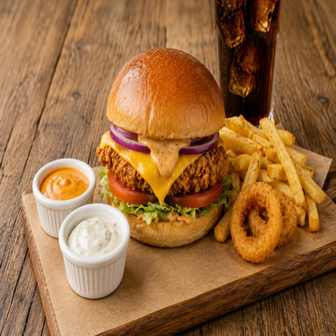 Cheddarlı Tavuk Hamburger