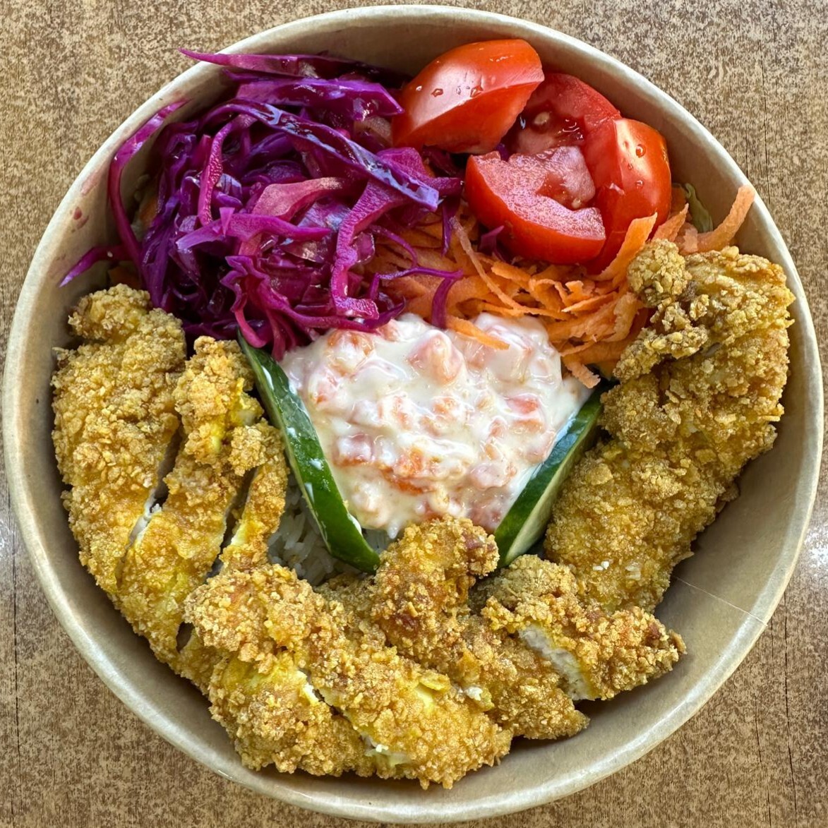 Bowl 5 :) Çıtır Tavuk Tarator Tereyağlı Pilav & Crispy Chicken Tarator With Buttered Rice
