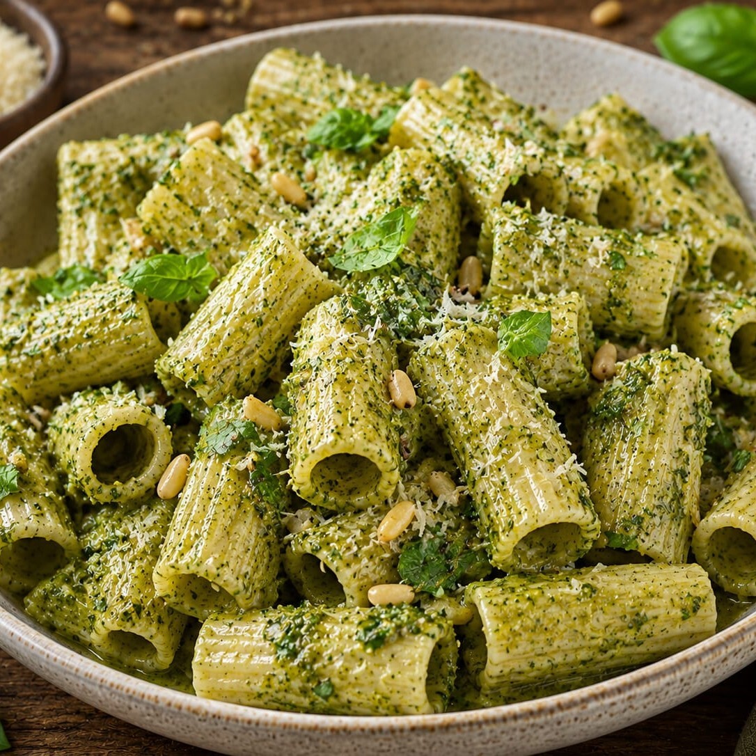 Pesto Soslu Tavuklu Tortiglioni