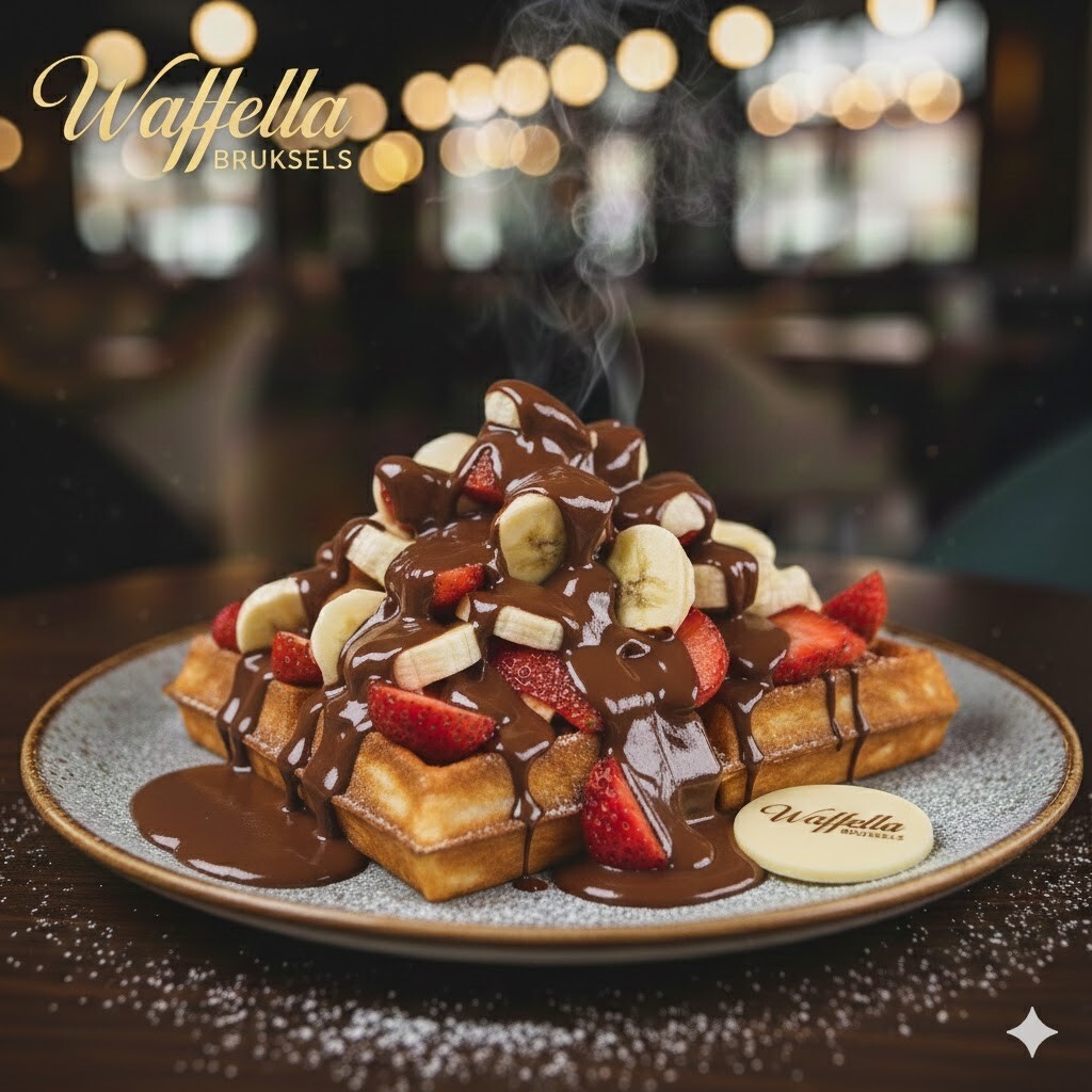 Paris XL Waffle (Çilek/Muz/Sütlü Çikolata Sosu)