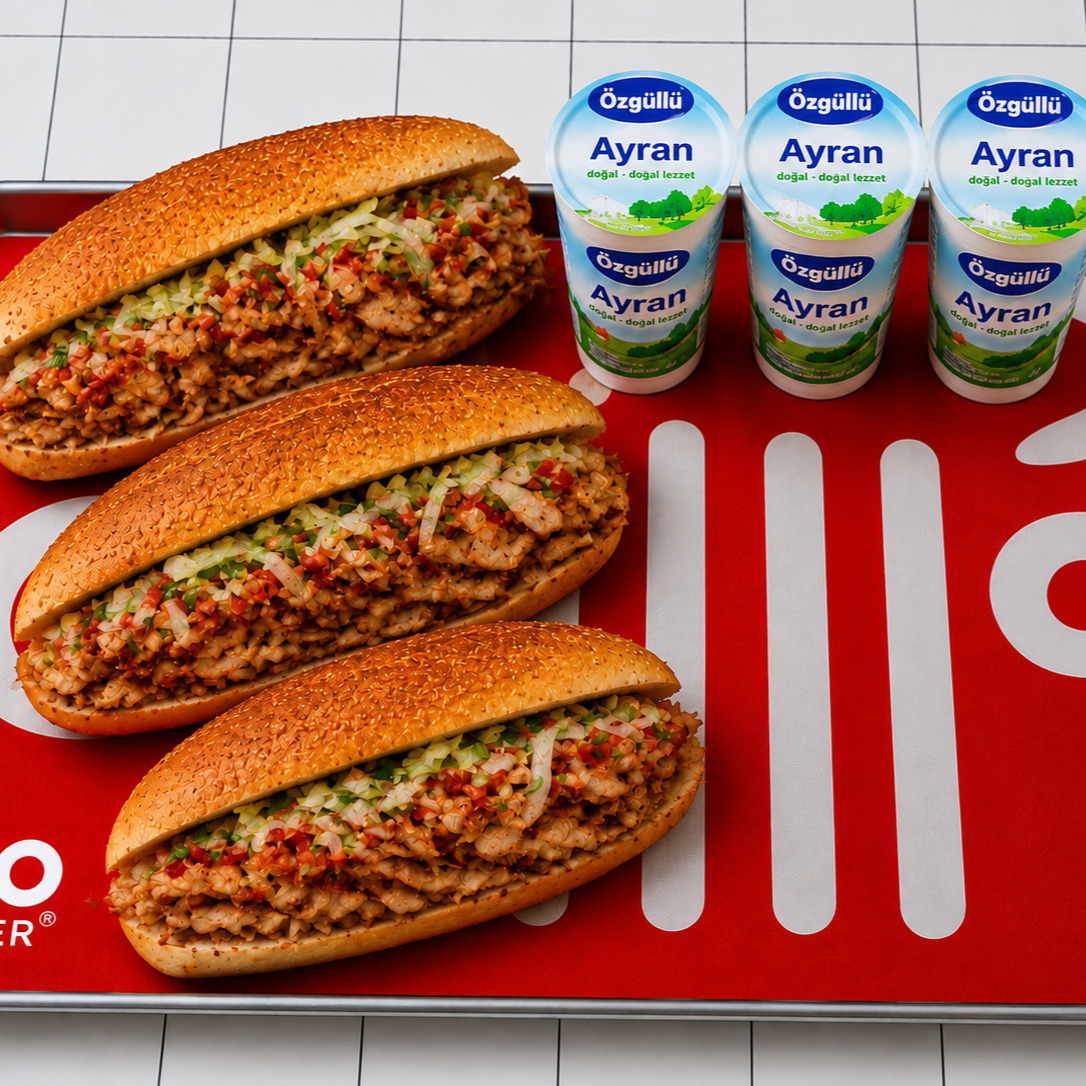 3 Ekmek Arası Tavuk Döner & 3 Ayran