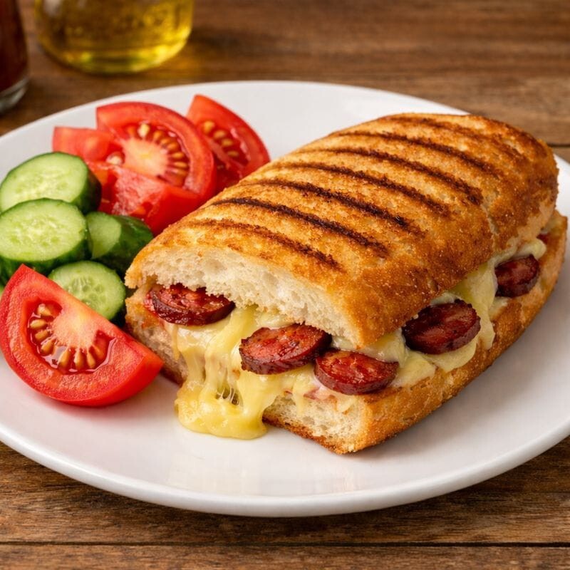 Yarım Ekmek Kaşar Sucuklu Tost