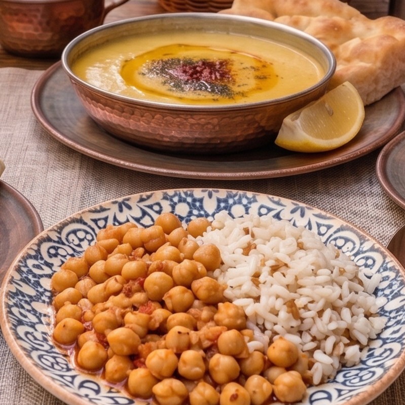 Nohut Yemeği ve Pilav + Mercimek Çorbası + Ayran