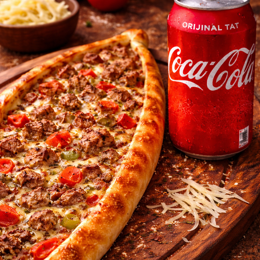 Kıymalı Kaşarlı Pide + Kutu İçecek