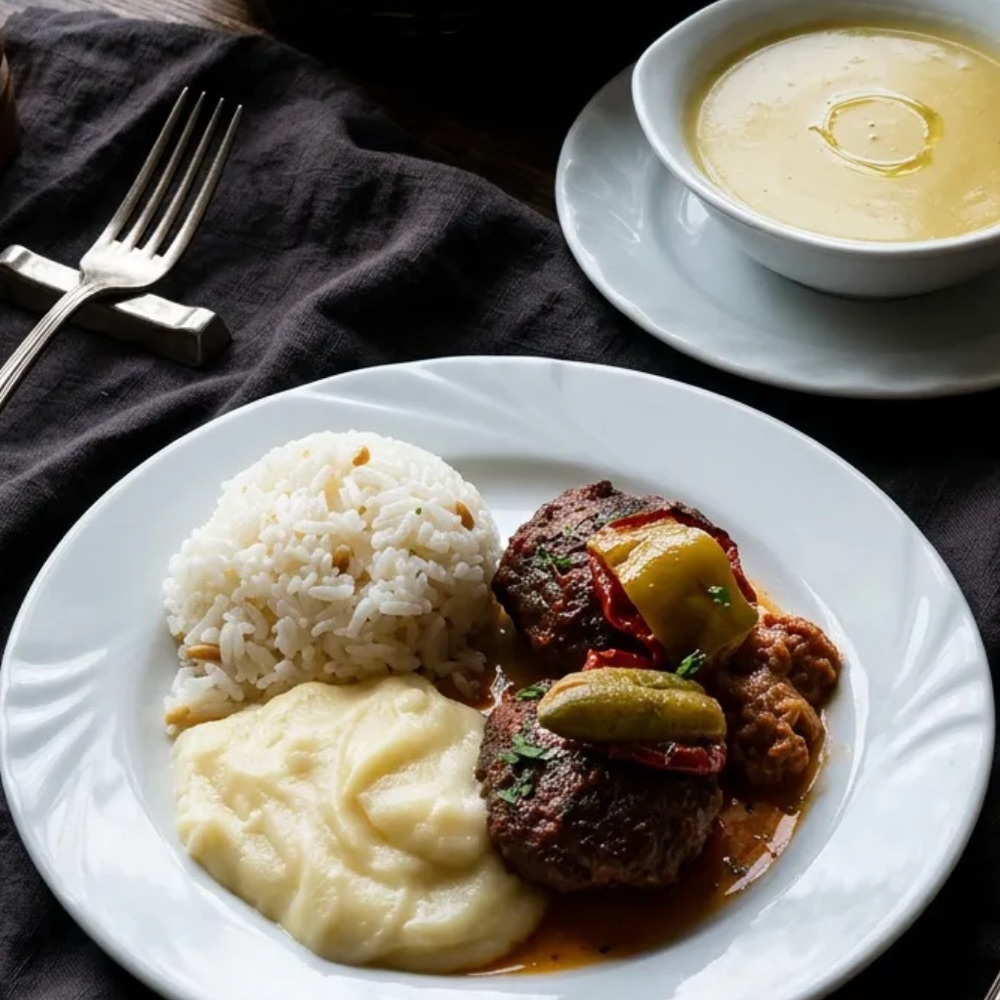 Süzme Mercimek Çorba & Fırın Köfte Yemeği