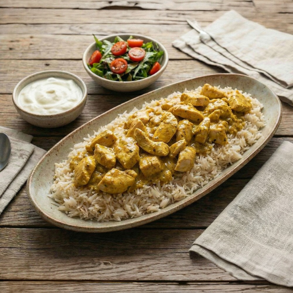 Kremalı Körili Tavuklu Sporcu Pilavı
