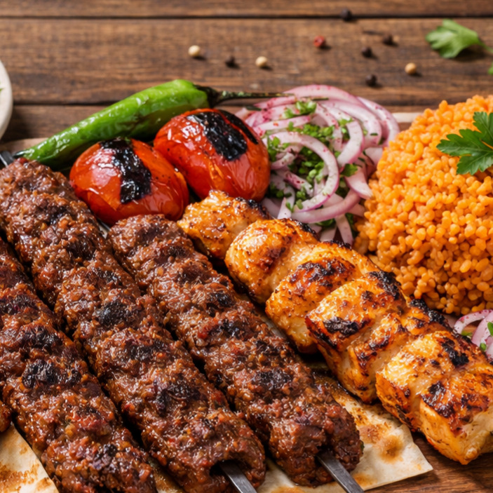 3 Şiş Adana+1 Şiş Tavuk+Çorba+Salata