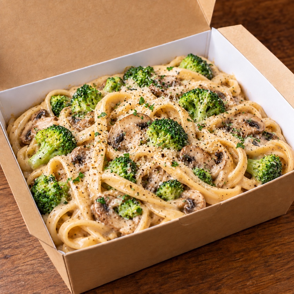 Brokoli Mantarlı Fettuccine