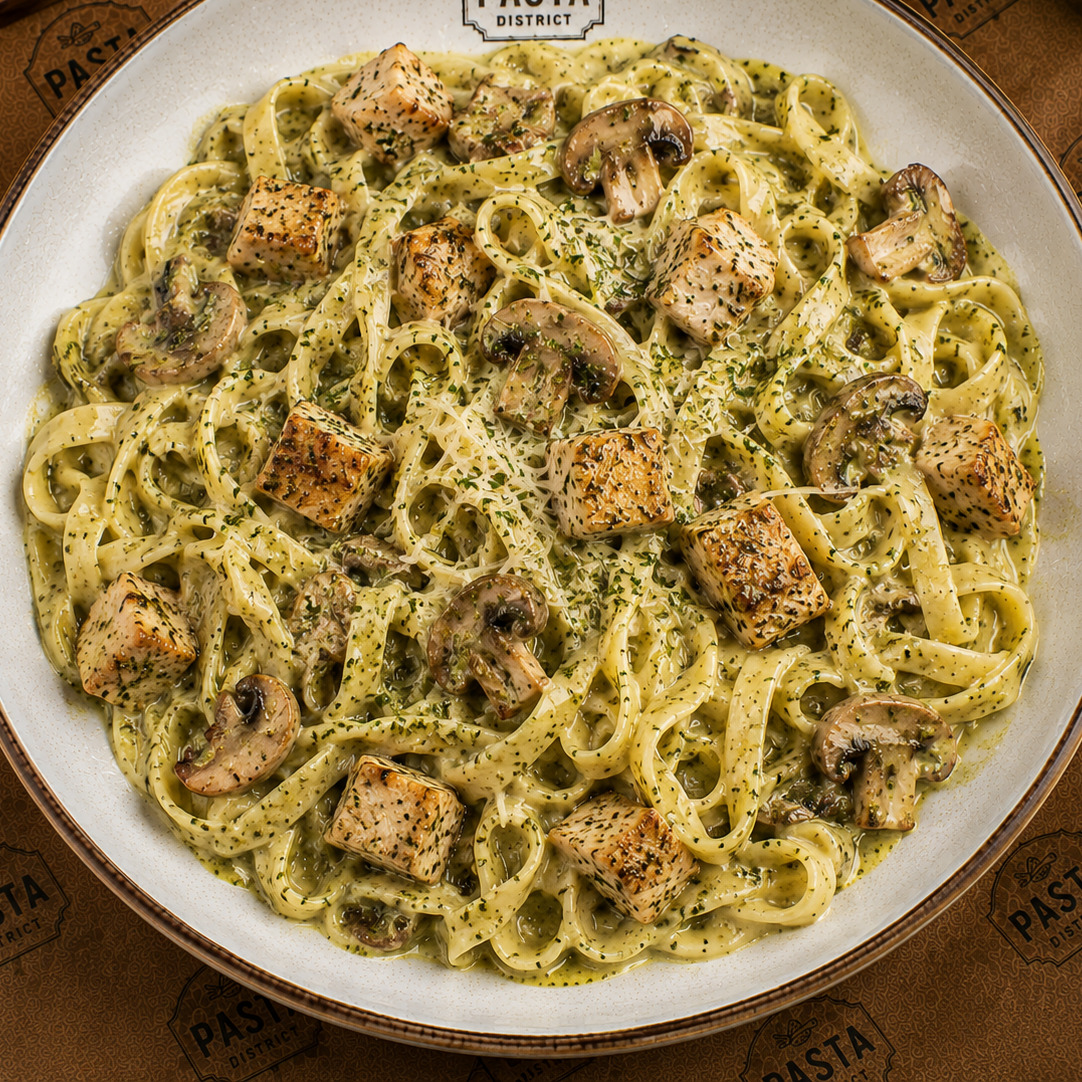 Creamy Chicken Mushroom Alfredo Pasta