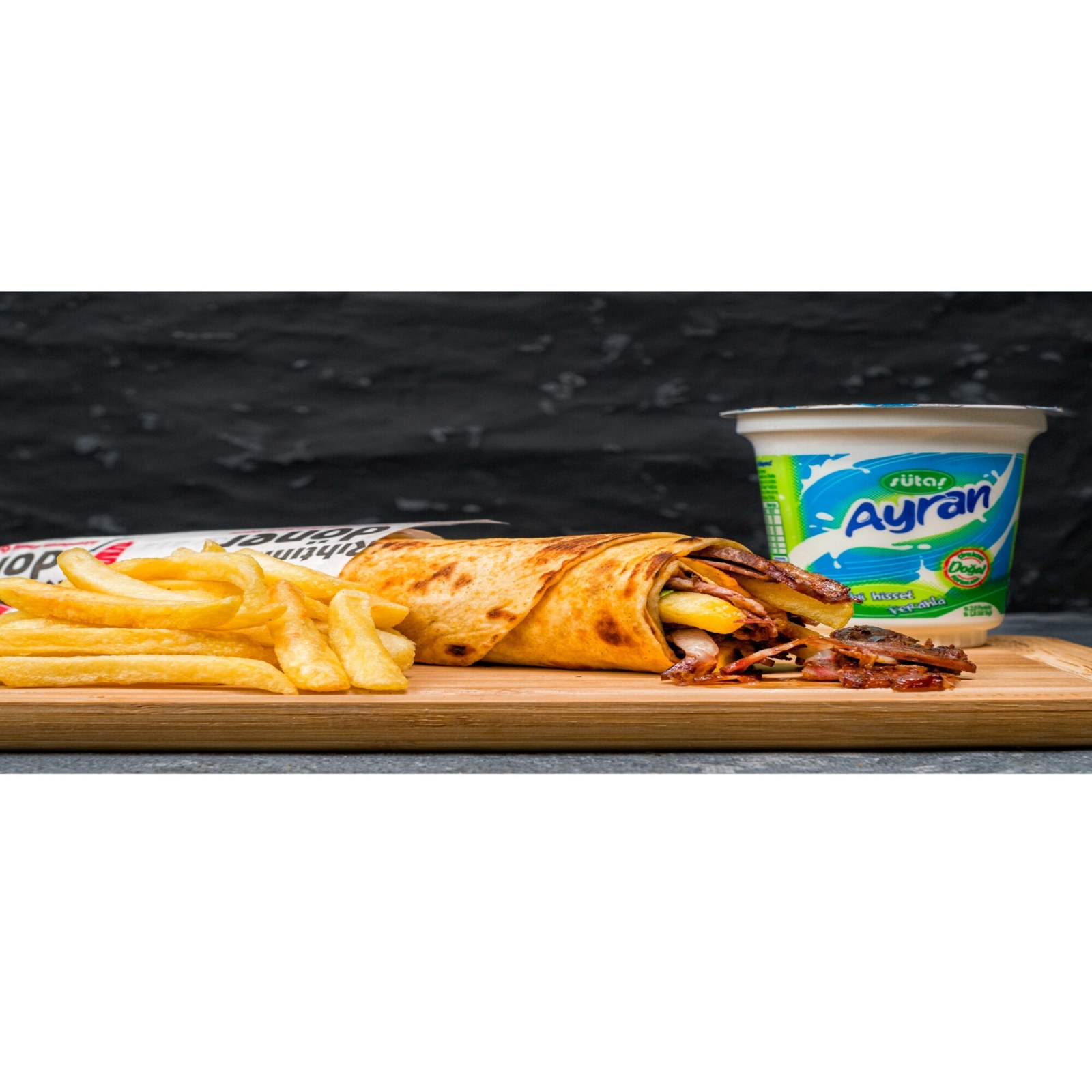 Et Döner Dürüm (70 gr) & Patates Kızartması & Ayran Menü