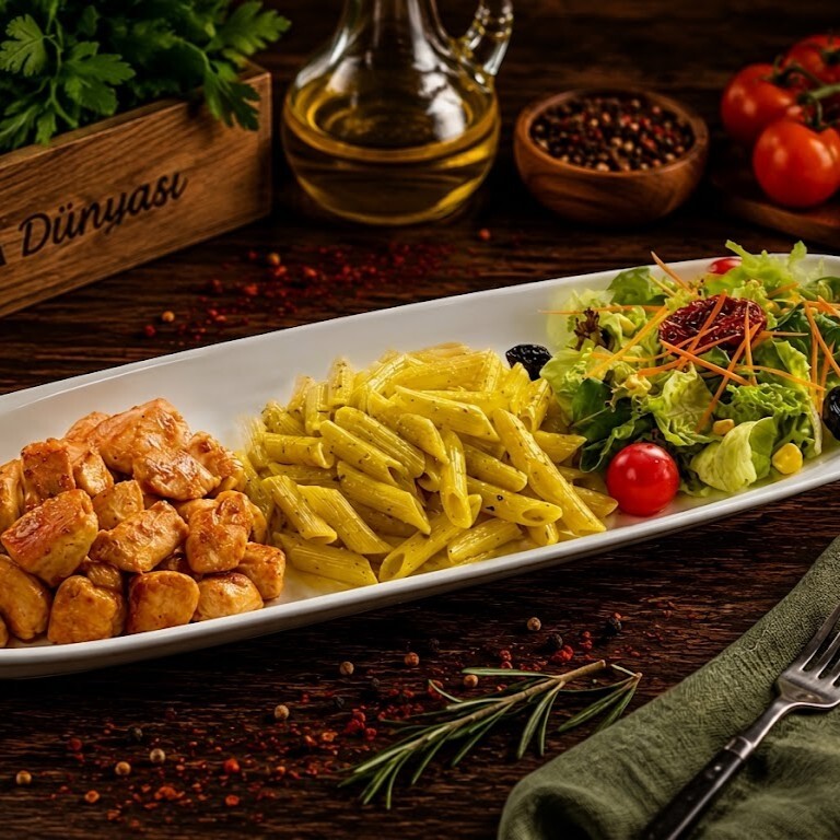 Meksika Ateşi Tavuk + Kremalı Penne + Akdeniz Salata