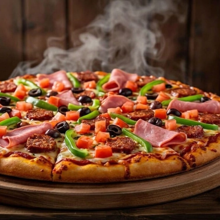 Şefin Pizzası Pizza (Büyük) VIP Live Sos Jambonlu Sucuklu Biberli Zeytinli Gurme Pizzacı Pizza