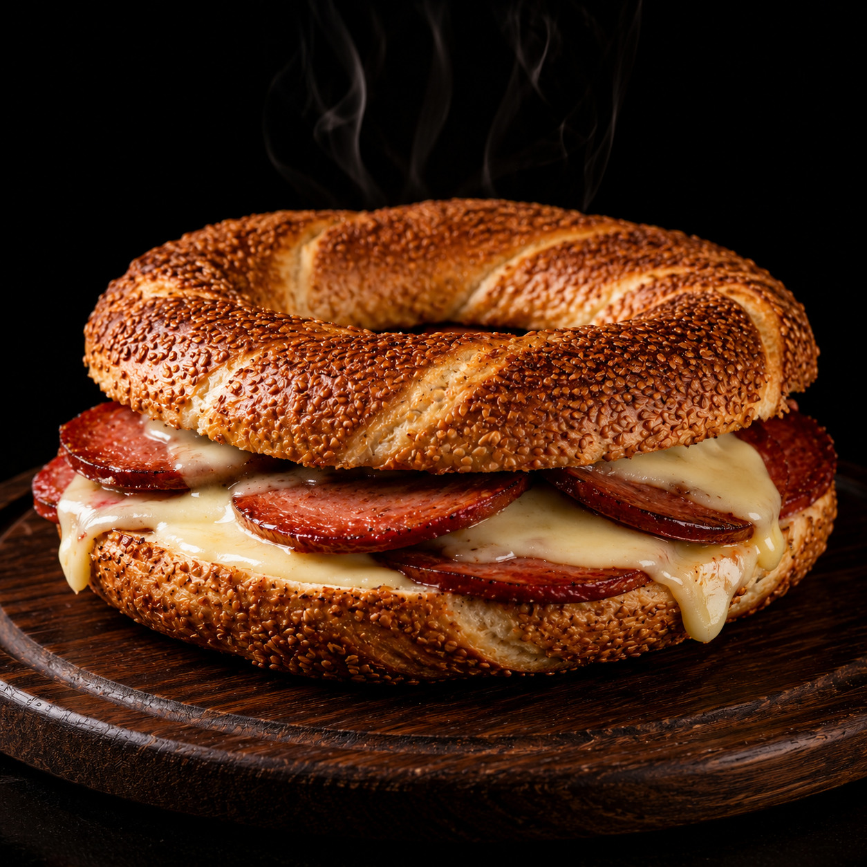 Sucuklu Kaşarlı Simit Tost