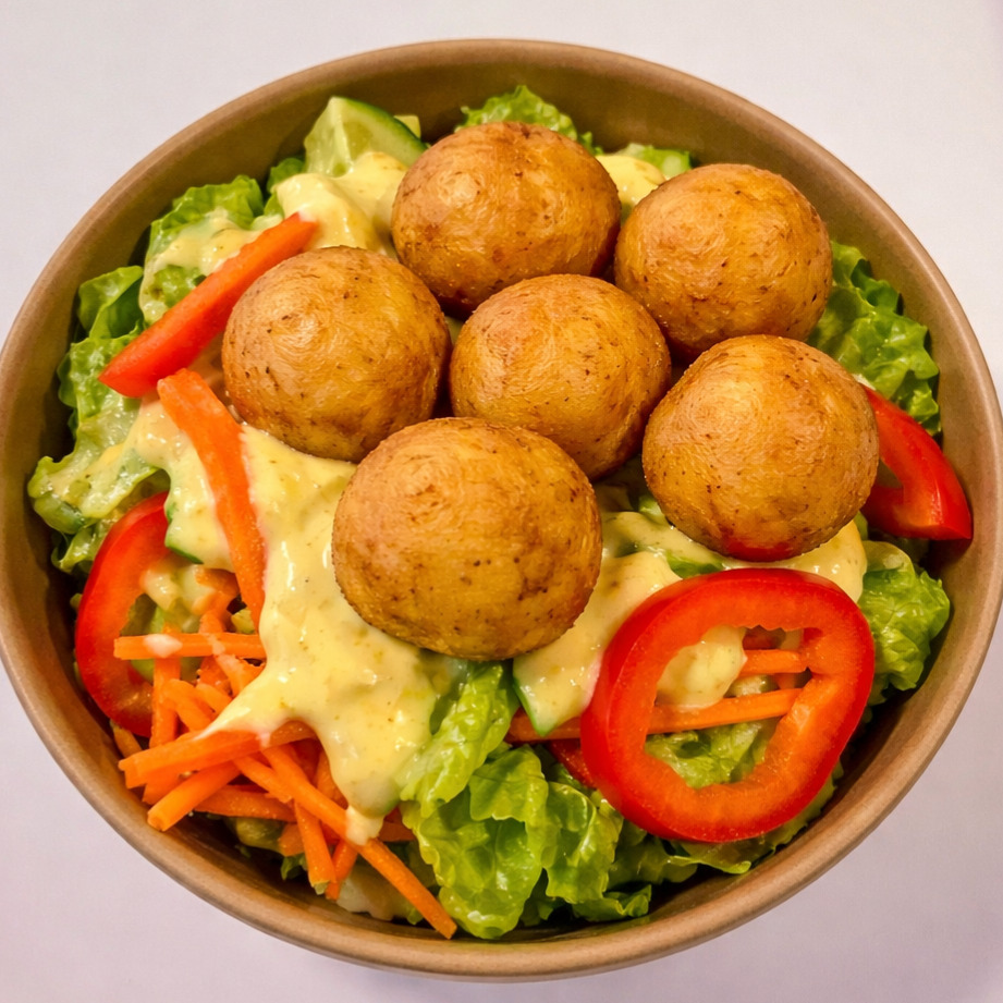 Tam Buğday Makarnalı Çıtır Patates Topları Bowl