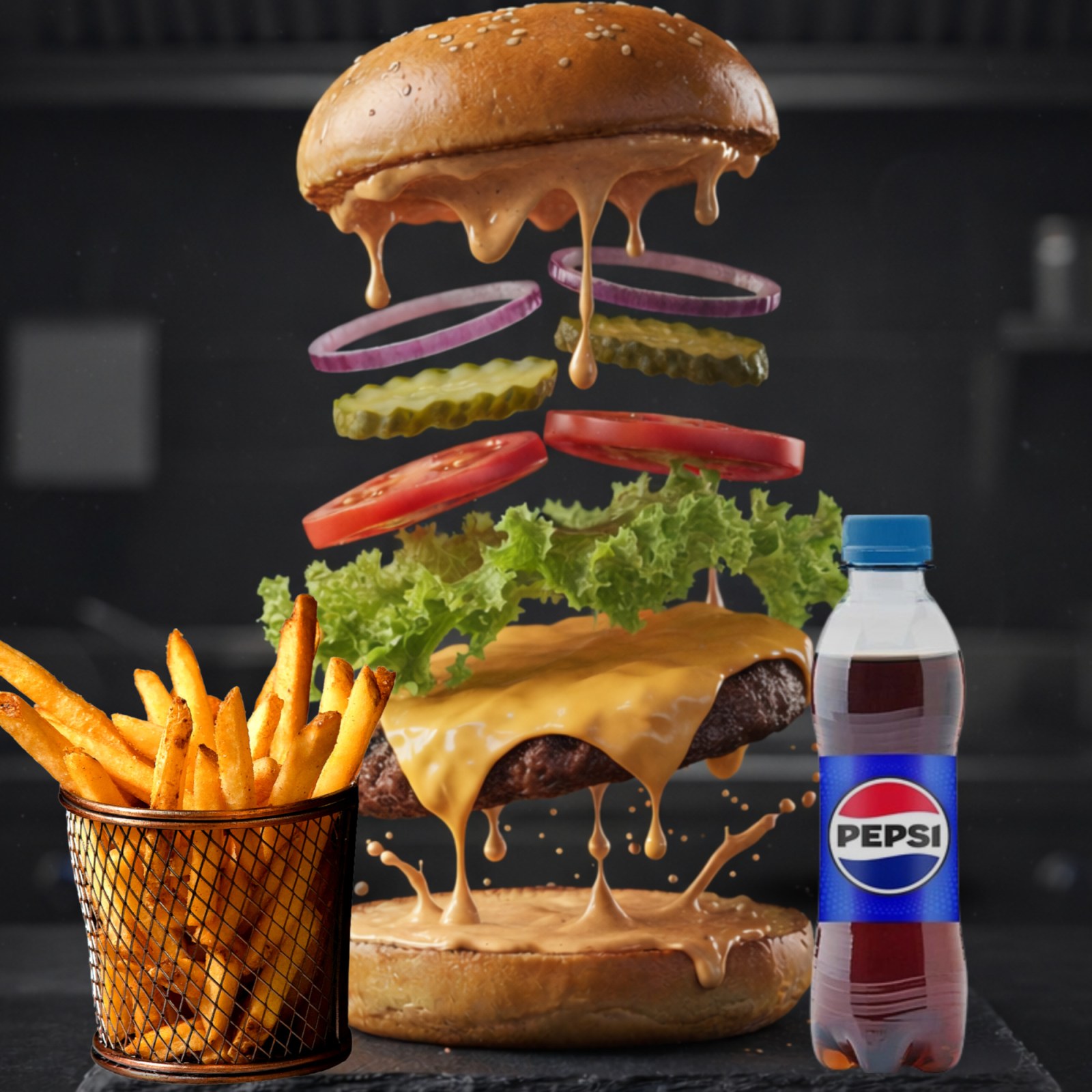 Klasik Cheeseburger, Patates Kızartması, İçecek (250 ml)