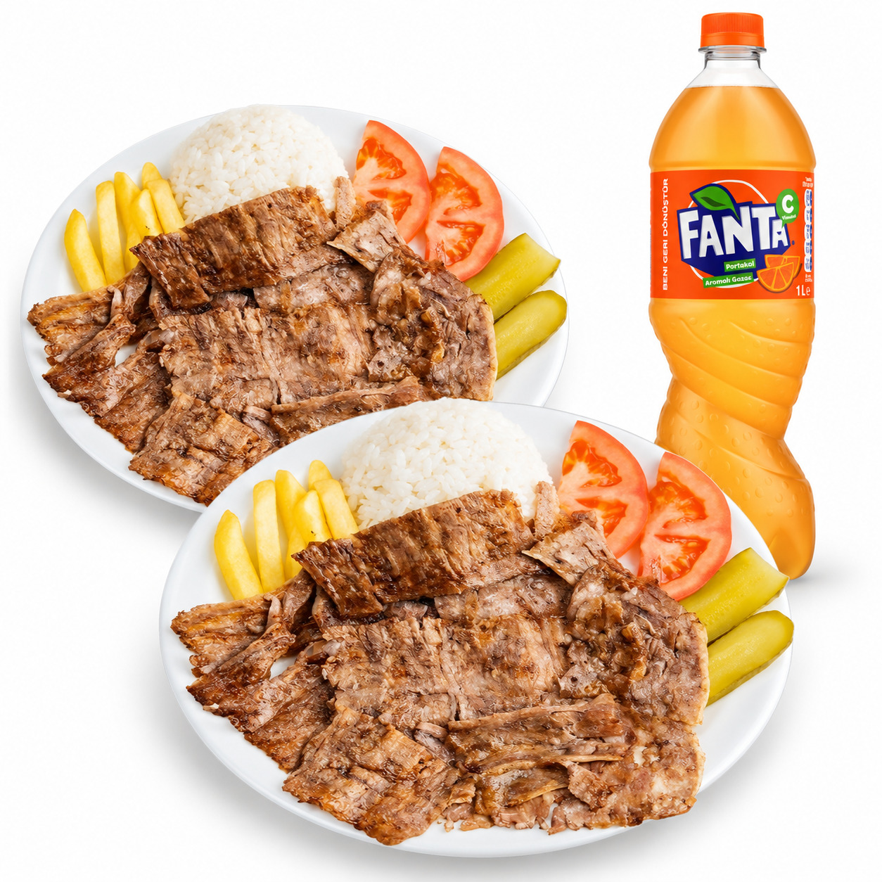 İkili Pilav Üstü Et Döner (2 X 120 gr) + Fanta (1 L)