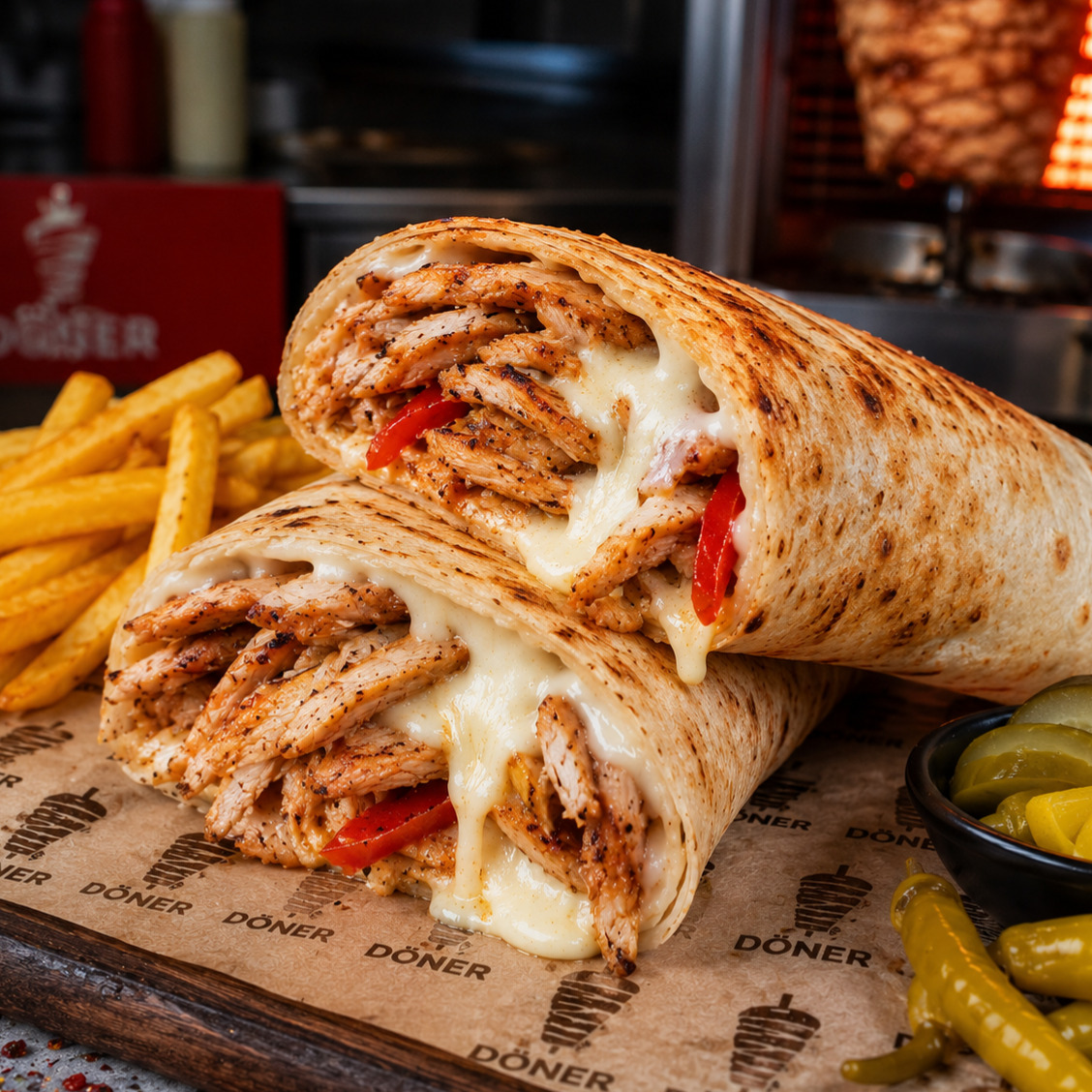 Kaşarlı Tavuk Döner Dürüm