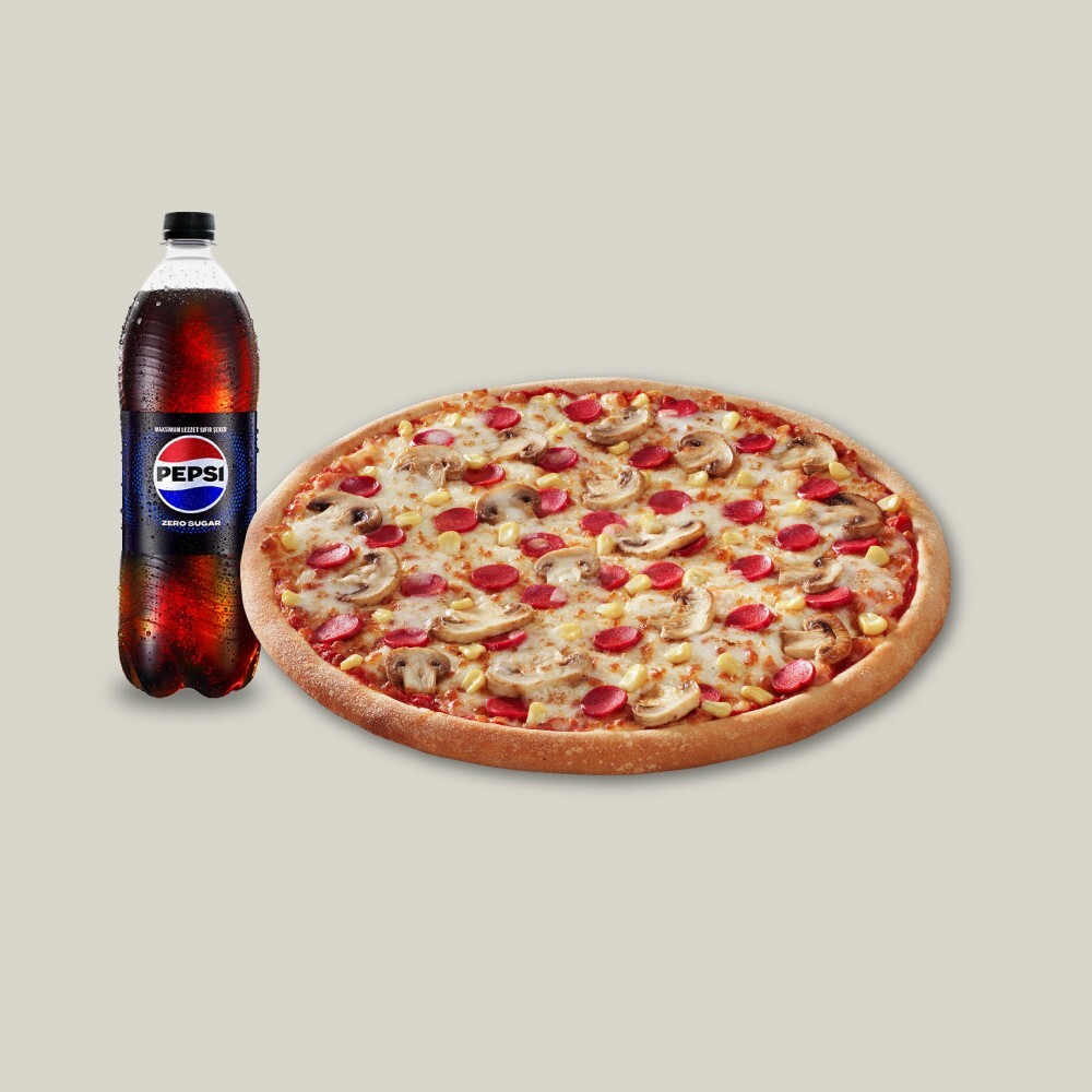 Orta Boy Pizza + Pepsi Zero Sugar (1 L.)