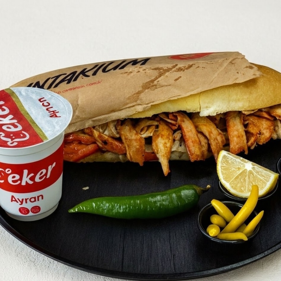 Ekmek Arası Tavuk Döner (100 Gr) & Ayran Menü