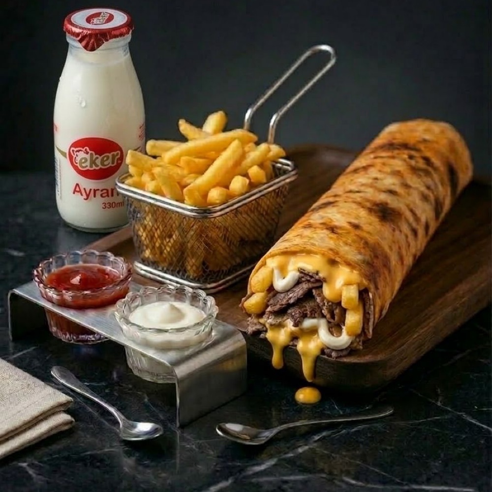 Et Dürüm Cheddarlı Ayranlı Menü ( 75 Gr )