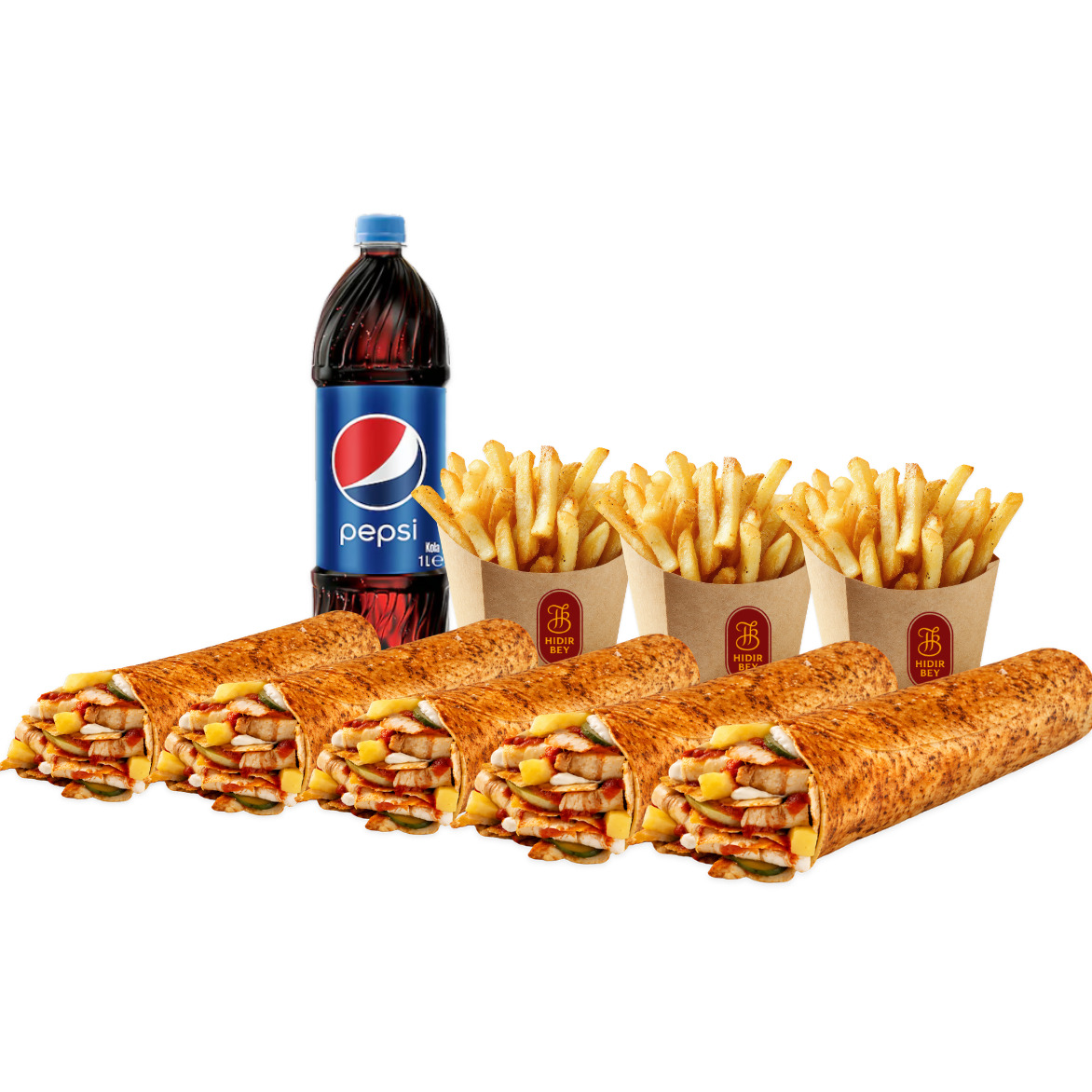 5'li Tavuk Döner Medium Dürüm Menü
