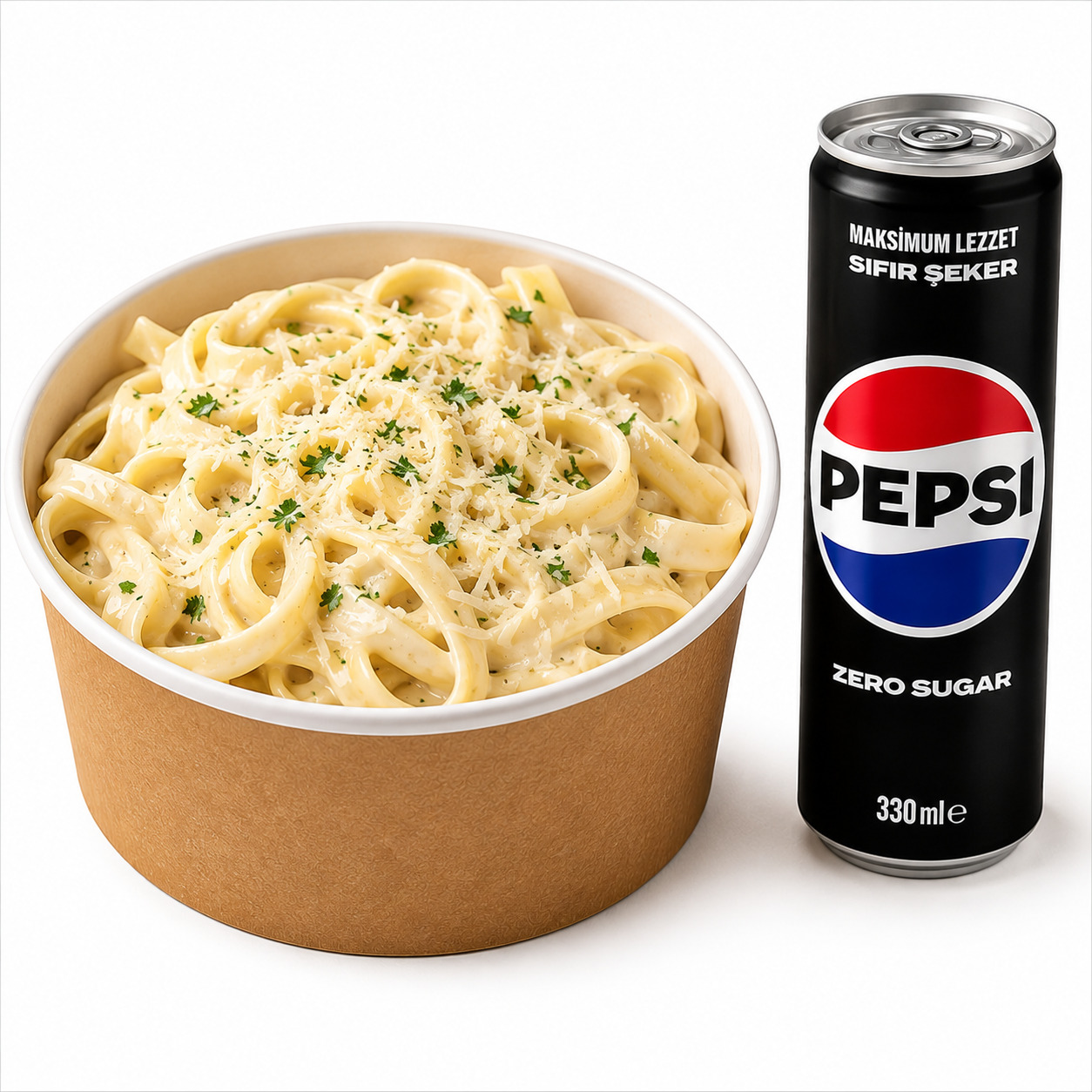 Fettuccine Alfredo & Pepsi Max (330 Ml)
