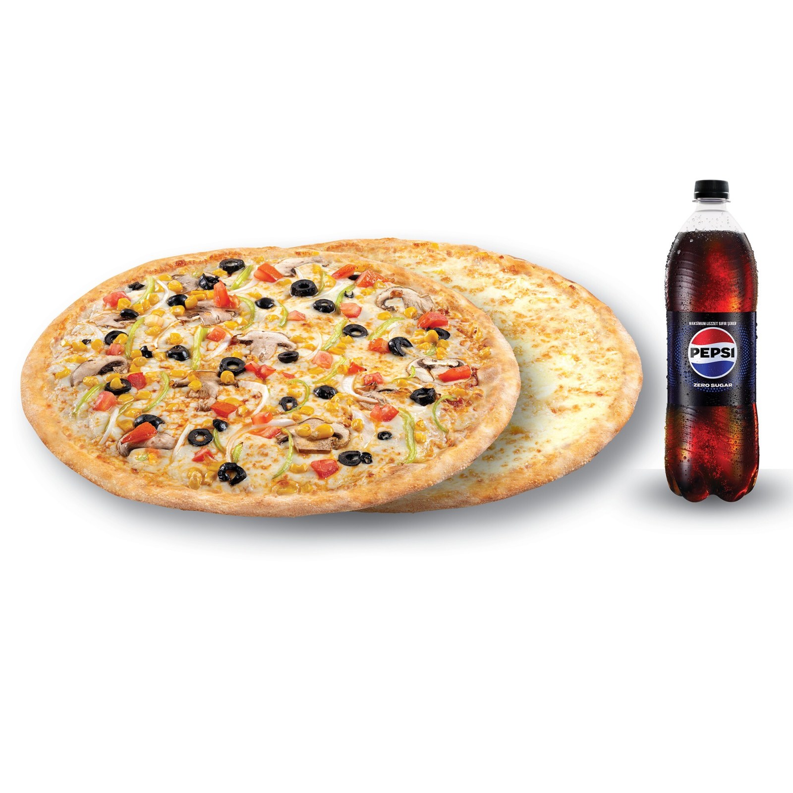 2 Orta Boy Pizza + Litre İçecek