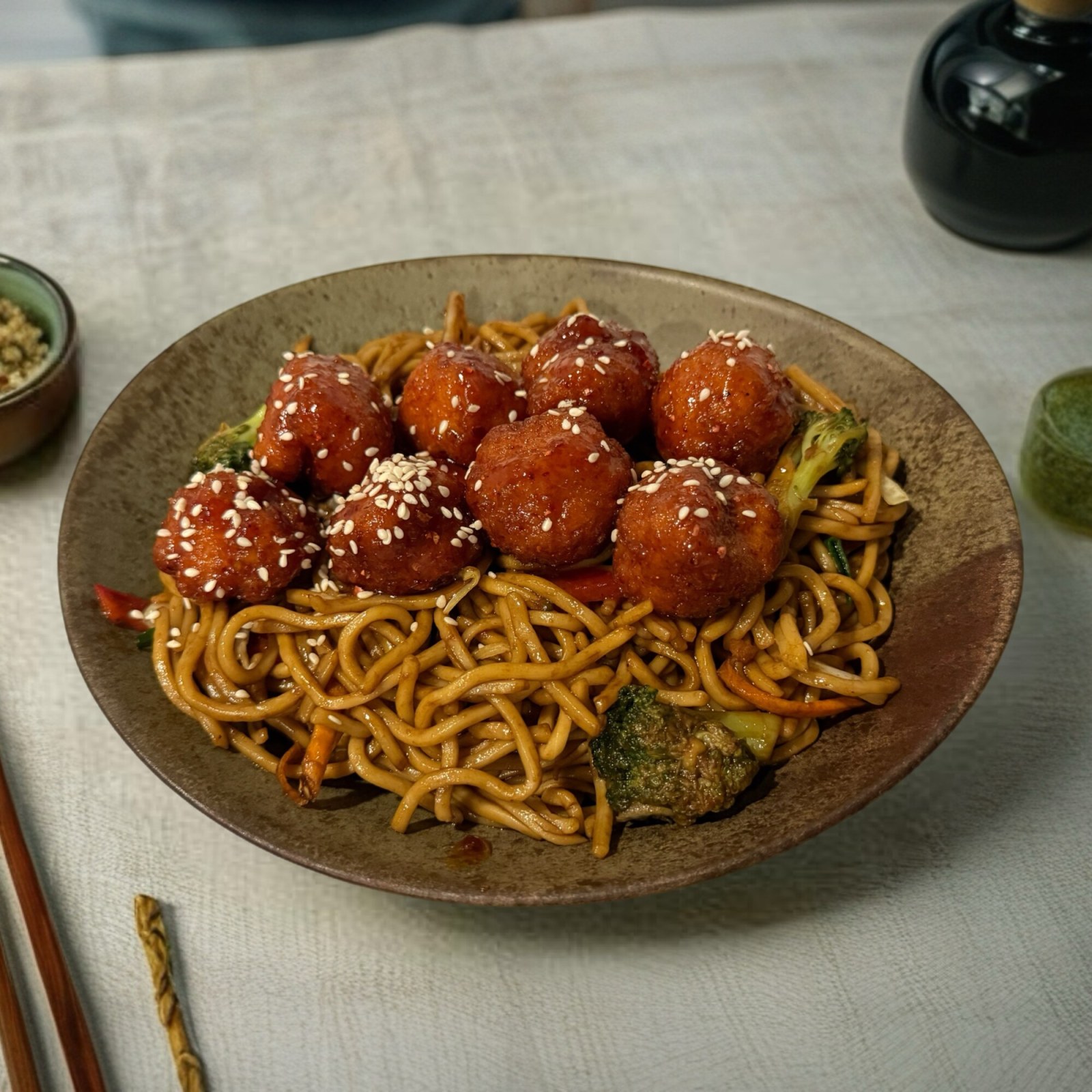 Sebzeli Noodle Üstü General TSO Tavuk