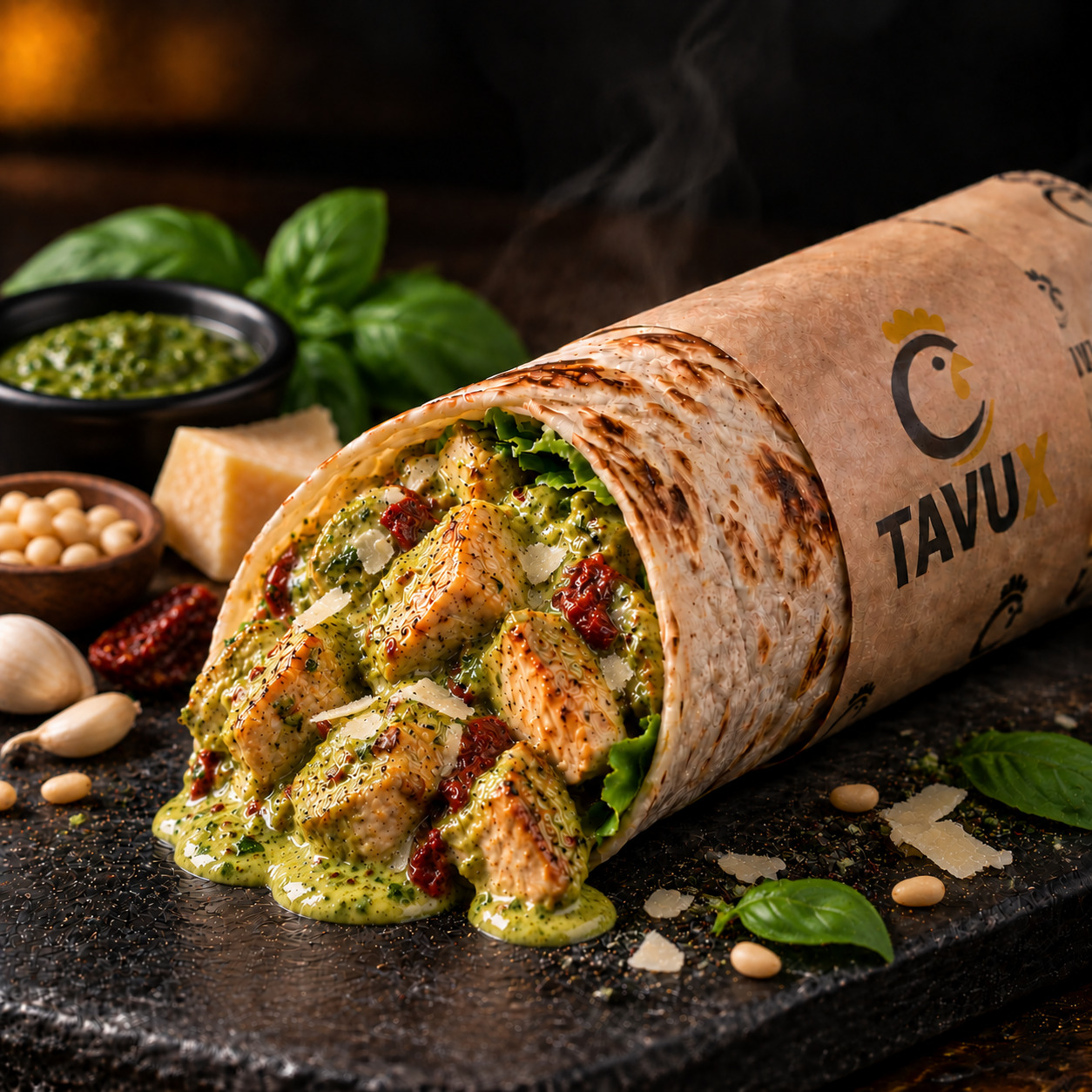 Pesto Soslu Tavuk Dürüm