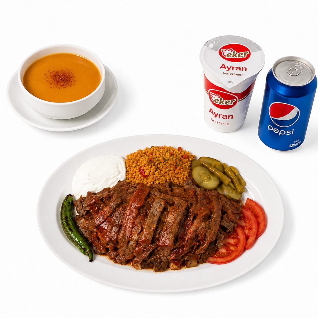 İskender Kebap & Günün Çorbası + Kutu İçecek & Ayran