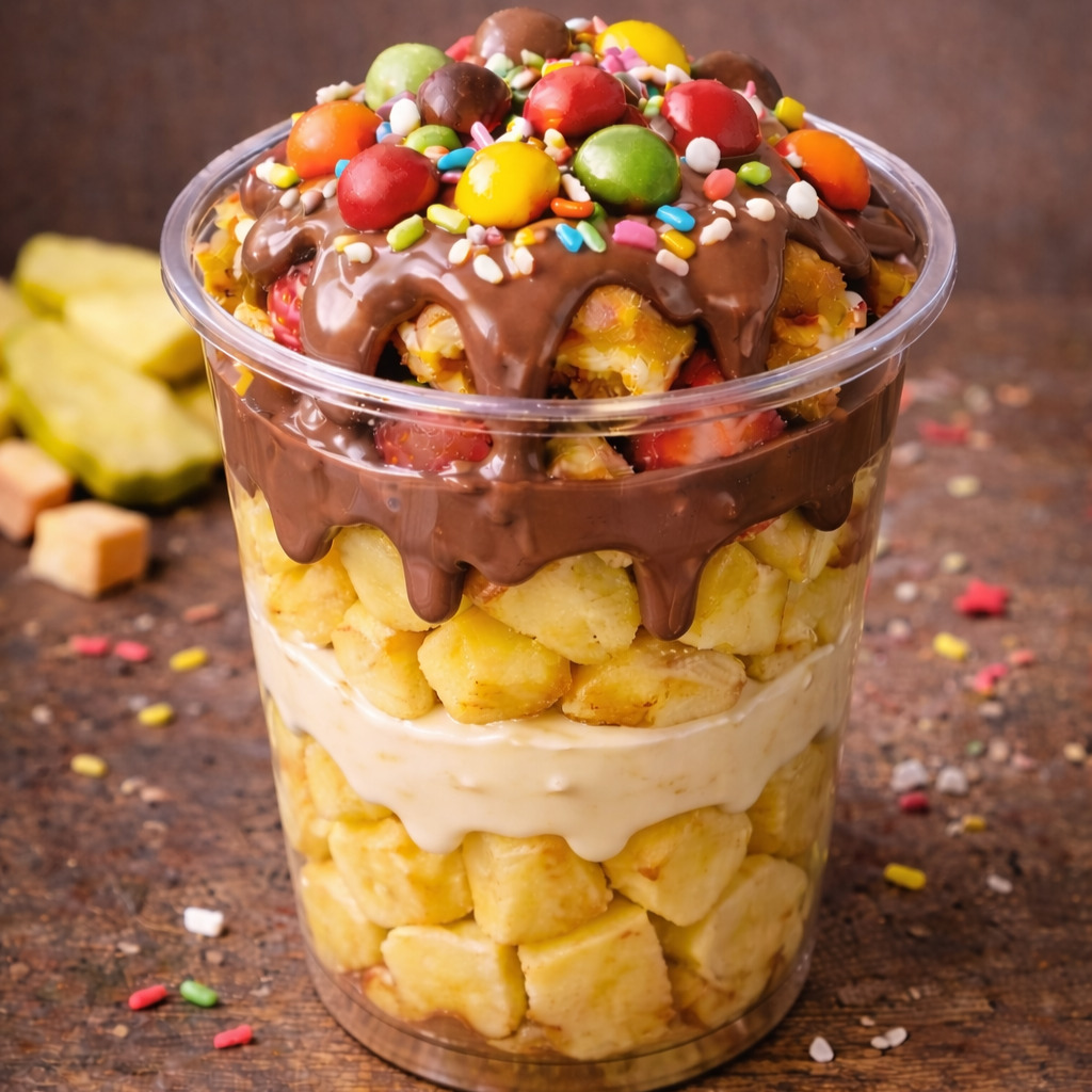 Sütlü Çikolatalı Ananaslı Cup Waffle