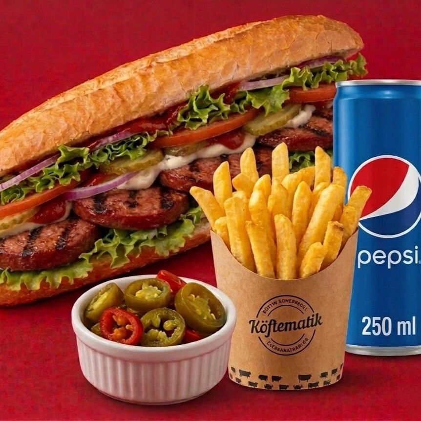 IZGARADA SUCUK EKMEK+PEPSİ 250ML+PATATES KIZARTMASI+JALEPONE