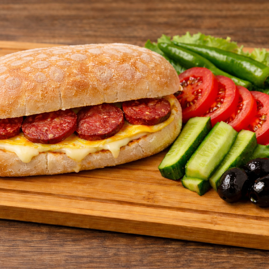 Omletli Sucuklu Kaşarlı Tost