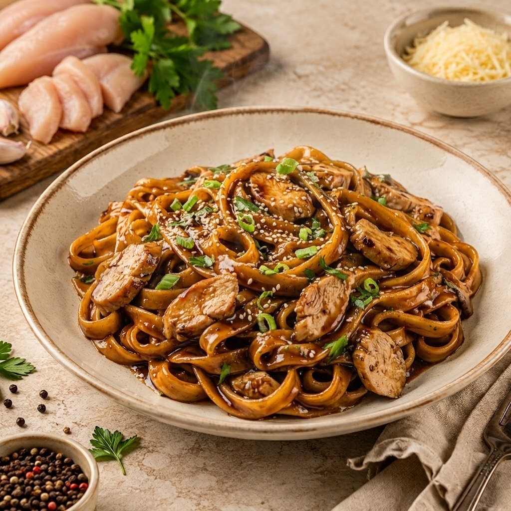 Teriyaki Tavuklu Fettuccine