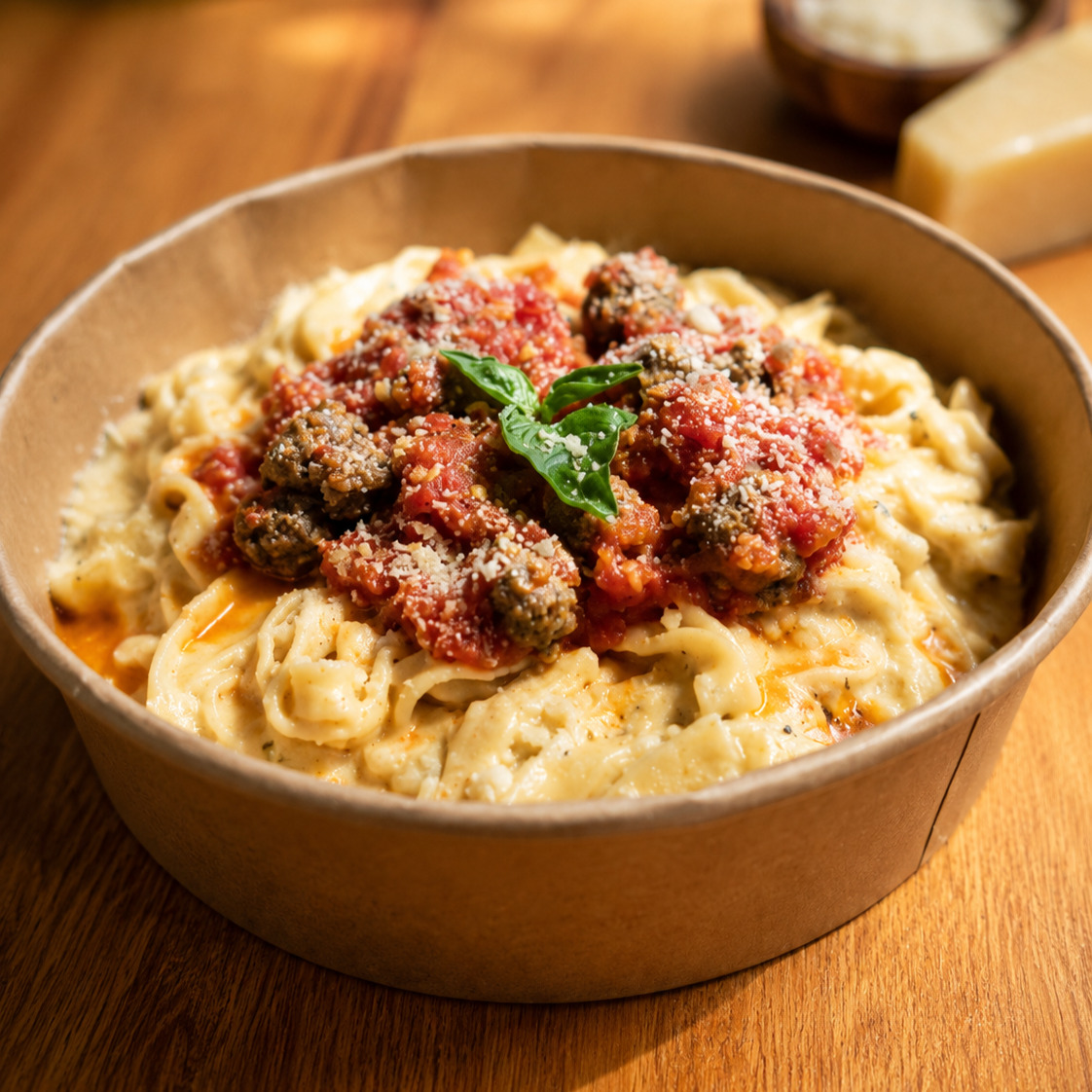 Köz Patlıcan ve Misket Köfteli Fettucini (Büyük)