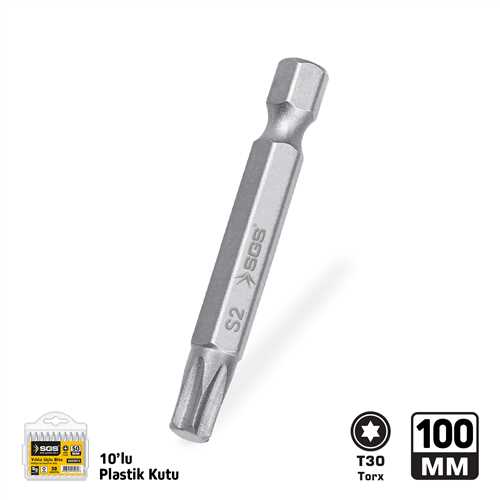 TORX UÇLU BİTS S2 T30 100mm Sand-Pro Series