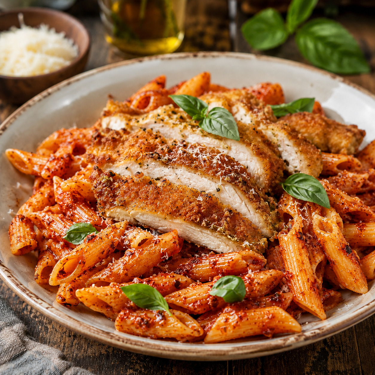 Domates Soslu Çıtır Tavuklu Penne