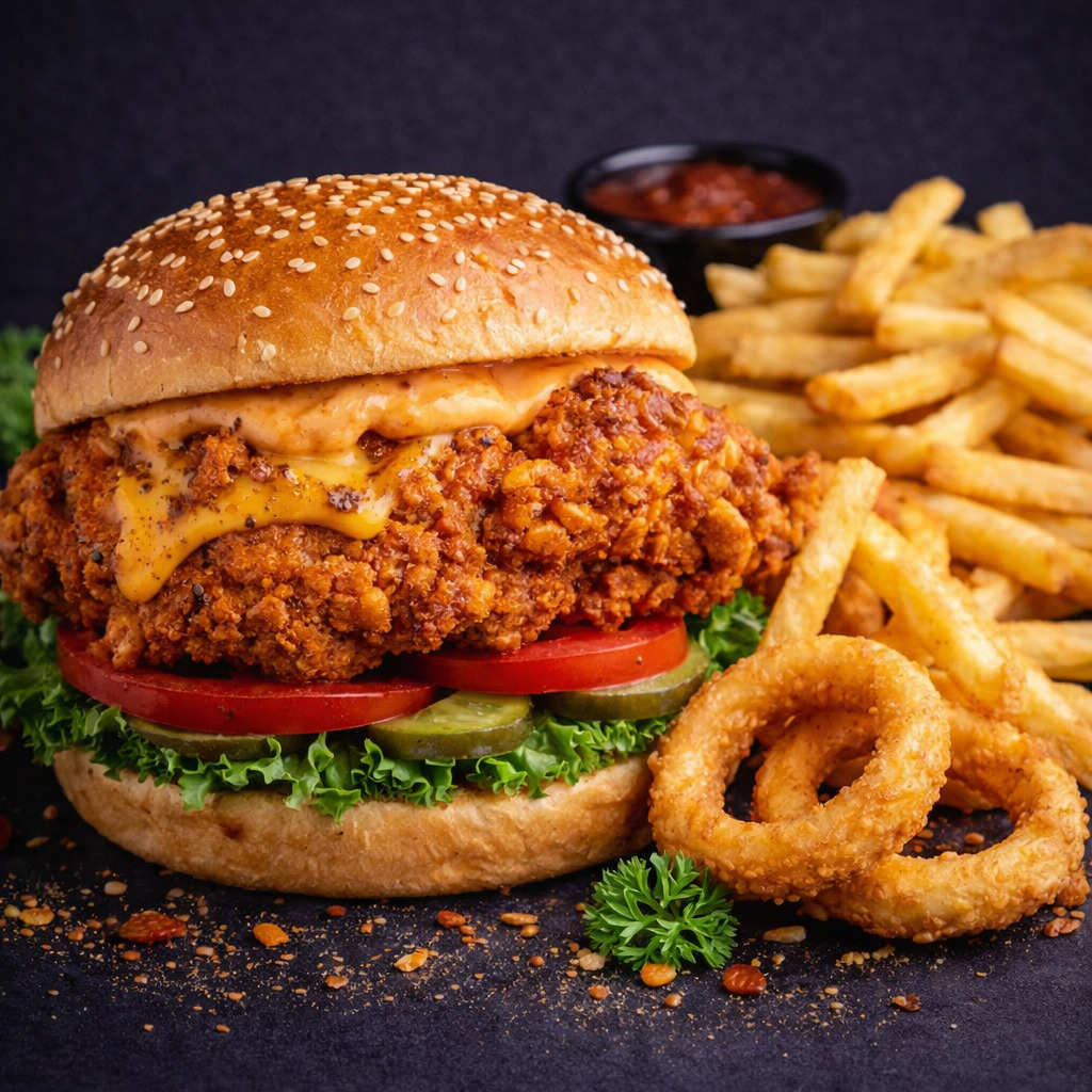 CAJUN BURGER + 330 Ml. Coca Cola